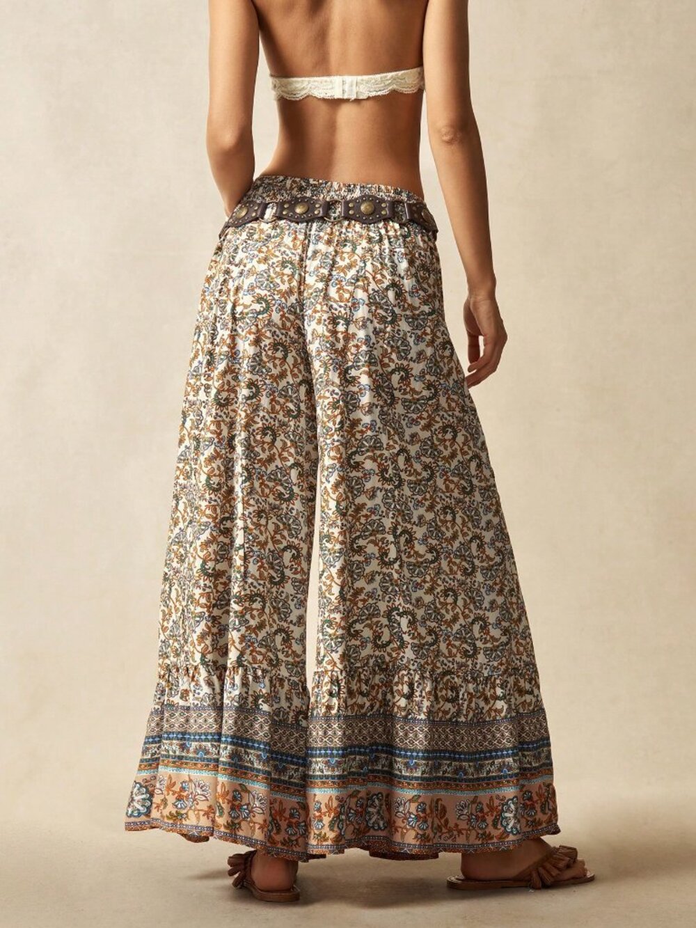Multicolor Boho Women's Plus Size Casual Pants - Picture 2 of 7
